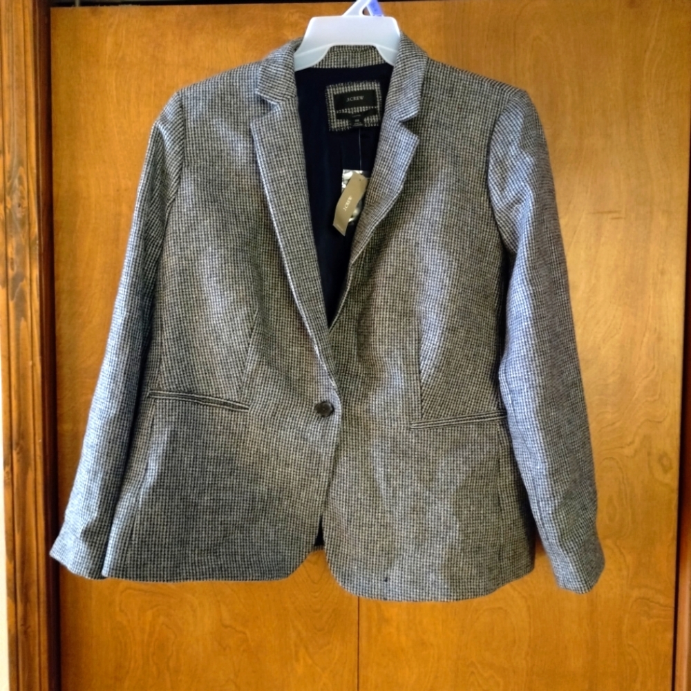 J. Crew Women's Black & White Houndstooth Blazer